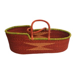 Vendor modern rust patterned high <b>wall</b> seagrass changing <b>basket</b> integrated with rattan changing kid <b>basket</b> and leather straps - Product Image 3
