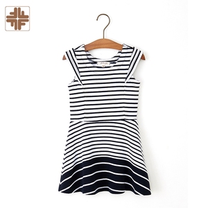 Robes d'enfants rayées noires/bleues sans manches d'OEM d'ODM pour des filles - Product Image 5