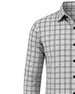 Manufacturer <b>White</b> <b>Black</b> Plaid Men Casual Formal <b>Check</b> <b>Shirt</b> Long Sleeve Button Down Cotton Flannel Office Wear Custom <b>Shirt</b> Men - Product Image 3