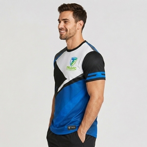 Nouveaux t-shirts de sublimation pour hommes, 100% polyester, séchage rapide, respirant, haut de gamme pour la course et le fitness - Product Image 4