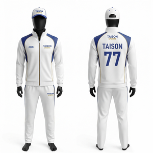 Premium 280 GSM Polyester Interlock <b>Cricket</b> Tracksuit Pink Navy <b>White</b> Panel Heat Transfer Custom Logo - Product Image 4