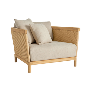 Sillón de Exterior Contemporáneo de Teca, Mimbre Tejido de Primera Calidad, Cojines Cómodos, Resistente a la Intemperie, para Terraza de Hotel de Lujo - Product Image 5