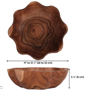 <b>Rustic</b> <b>Wooden</b> Fluted Bowl Large Decorative Serving Bowl for <b>Dining</b> <b>Table</b> Fruit Display Home Decor - Product Image 5