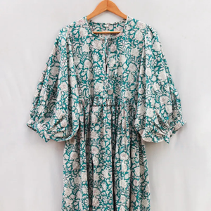Beautiful floral Cotton Block Printed <b>dress</b> <b>Dress</b> For Casual wear Hand Block Printed <b>Dress</b> - Product Image 5
