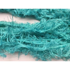 100% Linen <b>Yarn</b>-Turquoise Frizz <b>Ribbon</b> Strip for Weaving Textile Art & Crafts - Product Image 4