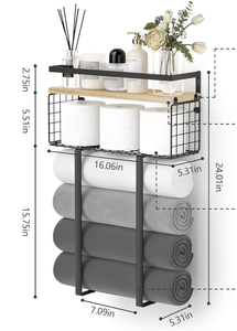 Porte-serviettes mural en acier inoxydable OEM/ODM avec étagère de rangement, support à serviettes pour salle de bain et cuisine, organisateur de mouchoirs - Product Image 2