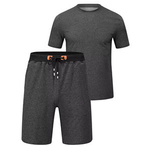 Ensemble de survêtement d'été pour homme OEM de haute qualité, t-shirt et short, couleur unie, col rond, confortable - Product Image 1