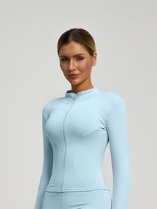 Veste de sport athlétique légère et respirante pour femme, en coton doux, extensible dans les quatre sens, zippée, coupe ajustée, sans coutures, grandes tailles - Product Image 3