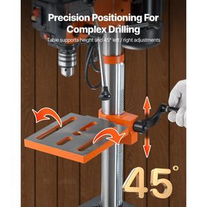 Trapano a Colonna da Banco Regolabile a 5 Velocità, 3.2 Amp, Telaio in Ghisa da 10 Pollici con 650/1050/1800/2350/3100 Giri/min - Product Image 6