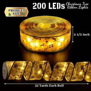 Luci a Nastro per Albero di Natale 2.5 Pollici X 66 Piedi 200 LED 8 Modalità di Illuminazione Alimentate a Batteria o USB Decorazioni Natalizie - Product Image 1