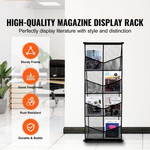 Espositore a 4 livelli con 8 tasche in rete, leggero, da terra, per brochure, riviste e giornali, spessore 3 mm - Product Image 2