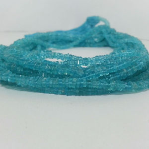 Perles plates carrées lisses en apatite bleue naturelle de 4 mm et 5 mm, certifiées IGI, meilleur prix de gros, semi-précieuses - Product Image 2