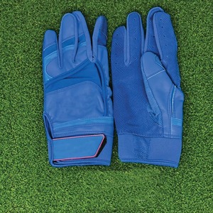 <b>Blue</b> Full Finger Baseball Batting Gloves Synthetic <b>Material</b> Breathable Hook And Loop Closure Right Handed Adult Size - Product Image 1