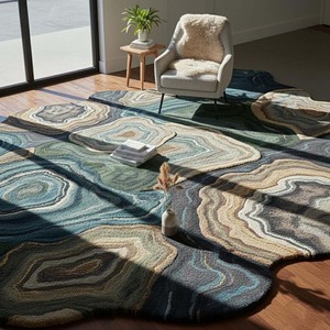 Modern <b>Geode</b> <b>Crystal</b> Area Rug Abstract Agate Stone Rug Luxury Hand Tufted Rug Wool Rug Irregular Styling Home Decorative Rug - Product Image 2