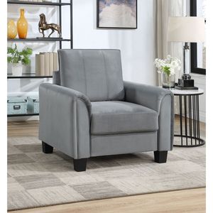 Fauteuil d'appoint rembourré à accoudoirs roulés Dixon Grey pour salon - Product Image 1