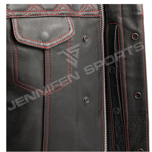 Chaleco de Cuero para Motocicleta, Corte Diamante, Estilo Biker, Sin Mangas, para Verano, Transpirable, para Club de Motociclistas - Product Image 3