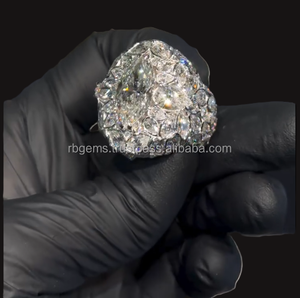 แหวนฮิปฮอปผู้ชาย RB GEMS ออกแบบเอง เพชรโมอิสซาไนต์ VVS เงินแท้ S925 แหวนเพชรโมอิสซาไนต์ VVS สำหรับงานปาร์ตี้ - Product Image 1