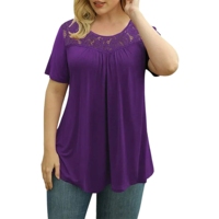 Camiseta Casual de Manga Corta para Mujer, Talla Grande, Transpirable, Cuello Redondo, con Volantes, Ecológica, de Secado Rápido, Antiarrugas y Cómoda