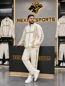 REXFIT SPORTS 2026 Ensemble de survêtement unisexe personnalisé en nylon crème, veste zippée intégrale et pantalon de jogging, léger, pour le sport, la gym, l'entraînement et le streetwear - Product Image 6