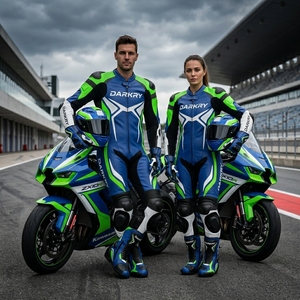 Traje de Cuero Personalizado para Motociclismo de Competición, Guantes, Botas, Kit OEM ODM al por Mayor, Equipo de Protección de Piel de Vacuno Perforada para Días de Pista - Product Image 5
