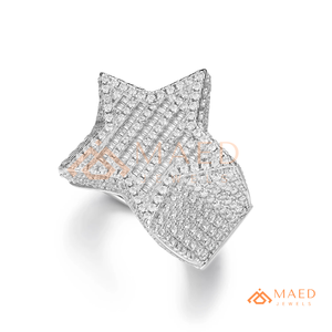 <b>Mens</b> <b>Silver</b> Tone Moissanite Diamond Star <b>Ring</b> Luxury Hip Hop Statement <b>Ring</b> Jewelry <b>for</b> <b>Men</b> - Product Image 5