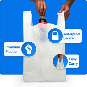 ถุงหิ้วพลาสติก HDPE รีไซเคิลได้ พิมพ์ลายขอบขอบพร้อมหูหิ้ว น้ำหนักเบา แข็งแรง สำหรับบรรจุภัณฑ์ขายปลีก - Product Image 4