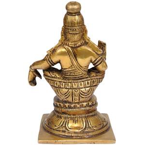 แฮนด์เมดรูปปั้นเทวรูปรูปทองเหลือง ayyappan ขนาด5นิ้วสำหรับให้เป็นของขวัญนักบุญอินเดีย - Product Image 1