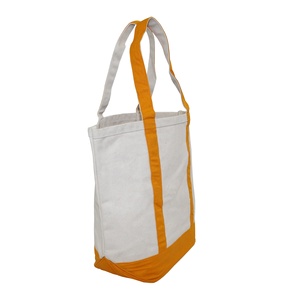 Bolsa de Compras de Tela Gruesa de 20 Oz, Combinación Blanca y Naranja, Asa Larga, Resistente y Duradera, Bolsa de Lona - Product Image 5