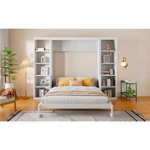 Queen Size White <b>Murphy</b> <b>Bed</b> with <b>Desk</b> and Bookshelf 12.7 ETA - Product Image 4