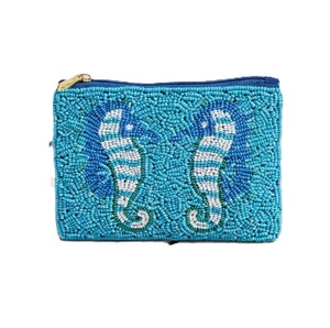 Porte-monnaie de luxe artisanal en perles avec poche zippée, broderie perlée colorée pour les amateurs de mode - Product Image 6