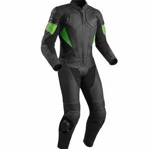 Combinaison de moto en cuir noir et vert à manches longues pour homme FIT INTERNATIONAL, respirante, toutes saisons, vêtements de motard - Product Image 4