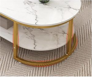 Table basse moderne robuste et écologique pour salon avec structure en métal et plateau aspect faux marbre - Product Image 4