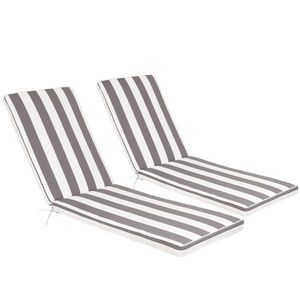 Set di 2 Cuscini Grigio/Bianco per Sdraio da Esterno, Ricambio per Mobili da Giardino, Cuscino Elegante per Chaise Longue da Patio - Product Image 1