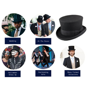 OEM Custom Top <b>Hat</b> Manufacturer Premium Wool Felt Top <b>Hats</b> Private Label Formal Victorian Costume Party <b>Hats</b> Supplier - Product Image 6