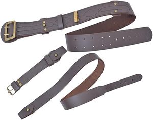 Ceinture bandoulière en cuir véritable marron avec fermoirs en laiton, réglable, style uniforme formel, accessoire de ceinture - Product Image 1