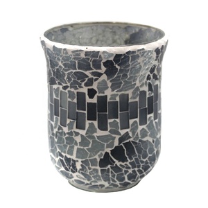 เชิงเทียนแก้วโมเสคสีเทาเงินสำหรับตกแต่งบ้าน,เชิงเทียนออกแบบโดยชาวอเมริกันสำหรับตกแต่งงานแต่งงานงานแฮนด์เมดตามสั่ง - Product Image 2