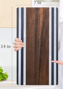 Marble Acacia Wood Charcuterie Board Cheese Serving Tray with <b>Black</b> and White Marble <b>Edges</b> for Kitchen Entertaining - Product Image 4