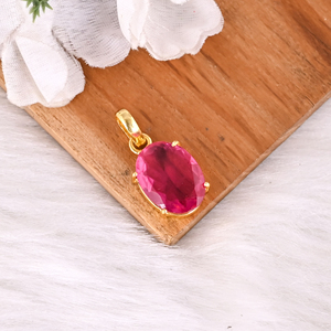 Colgante de Turmalina Rosa Hidro Ovalada, Chapado en Oro Amarillo sobre Latón, Joyería de Moda Hecha a Mano, Regalo Clásico de Diseñador para Mujer - Product Image 2
