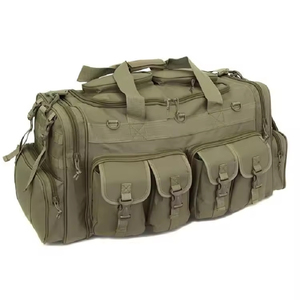 Sac de voyage tactique vert olive, forme rectangulaire, fermeture à glissière, poignée supérieure, plusieurs compartiments, capacité 56-77L, utilisation en voyage - Product Image 5