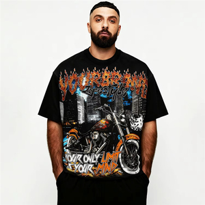 Camiseta Personalizada de Alta Calidad, Estampado Digital Gráfico Extra Grande, Hombros Caídos, Algodón, Ropa Urbana para Hombre, Impresión en Pantalla DTG - Product Image 1