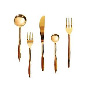 Ensemble de couverts de luxe 5 pièces en acier inoxydable, couteau, fourchette et cuillère avec finition miroir doré au meilleur prix - Product Image 5