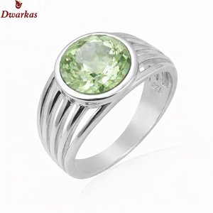 Anillos personalizables de plata de ley 925 con gemas, modernos, con engaste de bisel de piedra natural para hombre y mujer, amatista verde para fiestas - Product Image 1