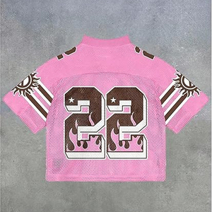 Custom Men Women <b>Mesh</b> Crop Jersey Retro American Football Oversized Boxy Polyester Summer Streetwear <b>Top</b> - Product Image 3