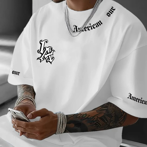 Camiseta de Alta Calidad Directo de Fábrica, Hombros Caídos, Tejido Grueso, de Lujo, Lisa, de Algodón Pesado, Personalizable, Estilo Urbano, Oversize para Hombre - Product Image 1