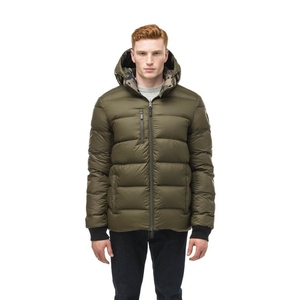 Chaqueta Acolchada con Capucha para Hombre, Color Verde Oliva, Abrigo de Invierno con Cierre de Cremallera, Prenda Exterior Informal de Poliéster Grueso - Product Image 5