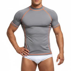 High Quality <b>Men's</b> Rash Guard Short UPF50+ Anti-Bacterial Eco-Friendly Durable Fabric Comfortable Fit Quick Dry Breathable - Product Image 1