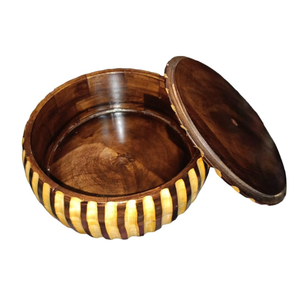 กล่องไม้แกะสลักลายสวยงามสำหรับใส่โรตี ปาราธา กล่องไม้สำหรับเก็บอาหารร้อน ภาชนะไม้สำหรับครัวเรือน ทำจากไม้มะม่วง - Product Image 3