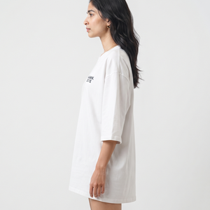 Women's Relaxed Fit Crew Neck T Shirt Oversized Cotton Longline Three Quarter Sleeve Custom Logo Casual Streetwear <b>Top</b> - Product Image 4