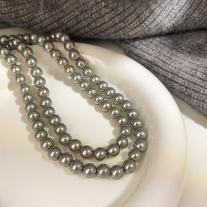 Collier haut de gamme pour femme, version coréenne, en chanvre gris perlé, avec chaîne grand format de luxe discret pour pulls - Product Image 4