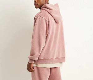 Sudadera con Capucha Lisa de Color Sólido, 100% Algodón, para Hombre, con Lavado Ácido, Estampado Digital, Talla Grande, Hombros Caídos - Product Image 1